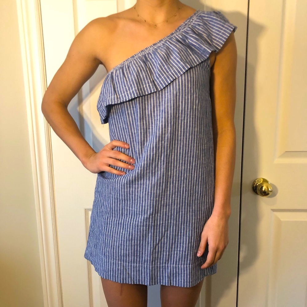 One shoulder striped dress